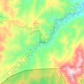 Mappa topografica Barlig, altitudine, rilievo