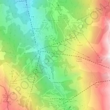Mappa topografica Le Domaine de Burgin, altitudine, rilievo