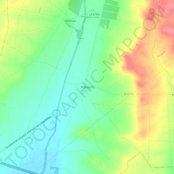 Mappa topografica Villalebrín, altitudine, rilievo