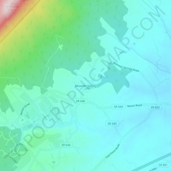 Mappa topografica Bloomer Spring, altitudine, rilievo