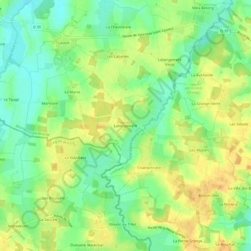 Mappa topografica Labergement, altitudine, rilievo