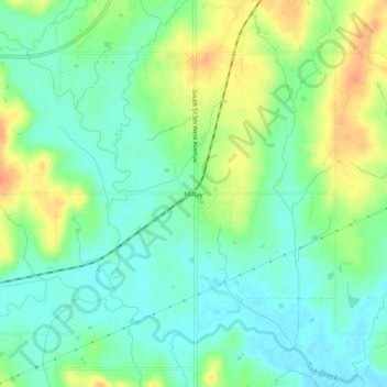 Mappa topografica Milfay, altitudine, rilievo
