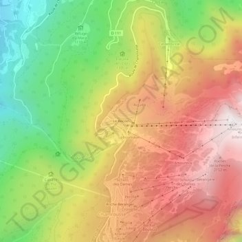 Mappa topografica Le Recoin, altitudine, rilievo