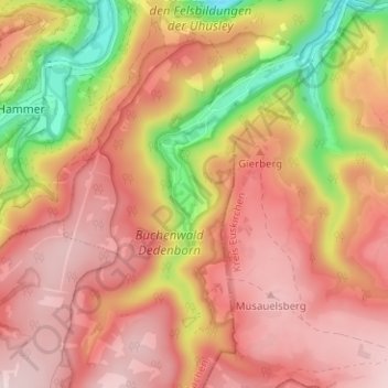 Mappa topografica Hirschrott, altitudine, rilievo