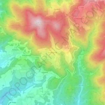 Mappa topografica Schweigmatt, altitudine, rilievo