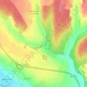Mappa topografica Grenaille Lieu, altitudine, rilievo