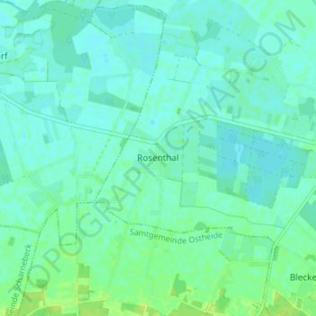 Mappa topografica Rosenthal, altitudine, rilievo