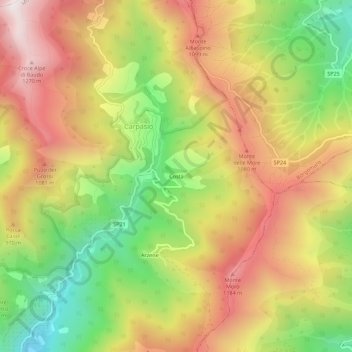 Mappa topografica Costa, altitudine, rilievo
