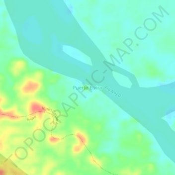 Mappa topografica Puerto Elvira, altitudine, rilievo