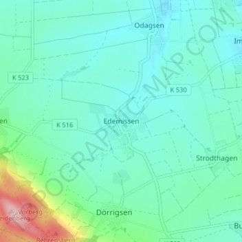 Mappa topografica Edemissen, altitudine, rilievo