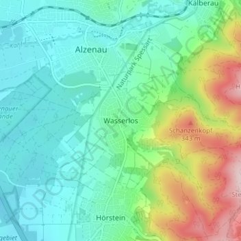 Mappa topografica Wasserlos, altitudine, rilievo