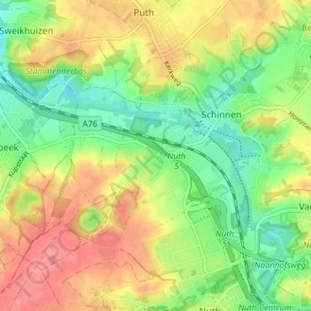 Mappa topografica Nagelbeek, altitudine, rilievo