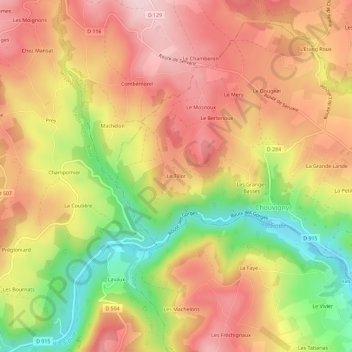 Mappa topografica Le Tillot, altitudine, rilievo
