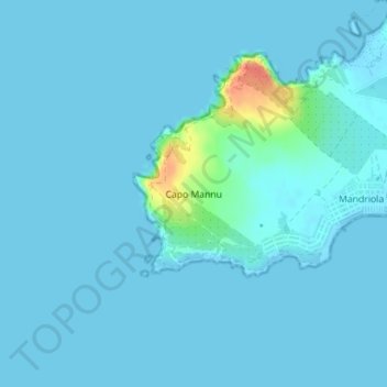 Mappa topografica Capo Mannu, altitudine, rilievo