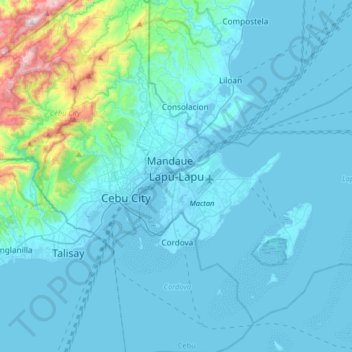 Mappa topografica Lapu-Lapu, altitudine, rilievo