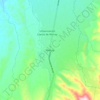 Mappa topografica Monay, altitudine, rilievo