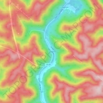 Mappa topografica Gallagher, altitudine, rilievo