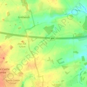 Mappa topografica Sevington, altitudine, rilievo