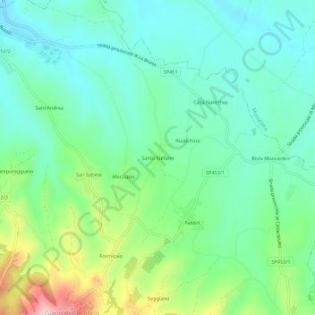 Mappa topografica Santo Stefano, altitudine, rilievo