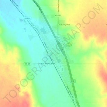 Mappa topografica Deer Trail, altitudine, rilievo