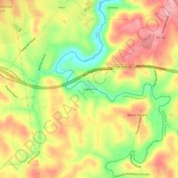 Mappa topografica Superior, altitudine, rilievo