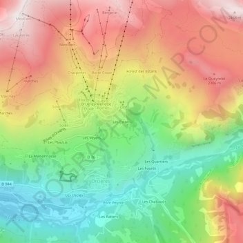 Mappa topografica Les Estaris, altitudine, rilievo