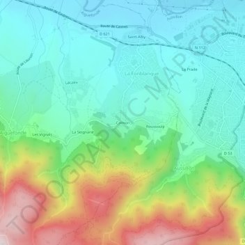 Mappa topografica Calmon, altitudine, rilievo