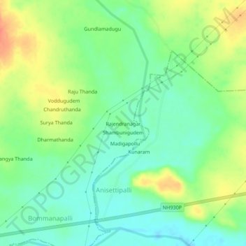 Mappa topografica Rajendranagar, altitudine, rilievo