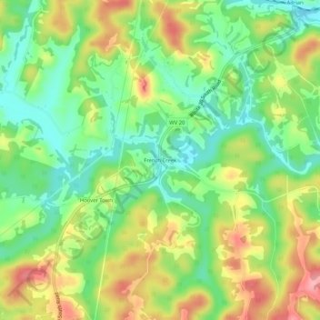 Mappa topografica French Creek, altitudine, rilievo