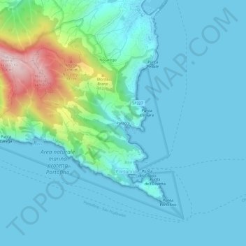 Mappa topografica Paraggi, altitudine, rilievo