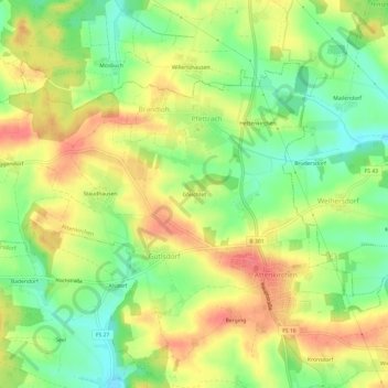 Mappa topografica Gfeichtet, altitudine, rilievo