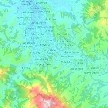 Mappa topografica La Palmita, altitudine, rilievo