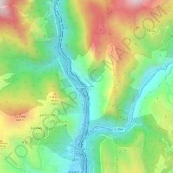 Mappa topografica Le Chaudan, altitudine, rilievo