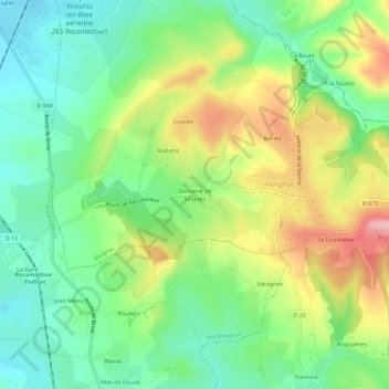 Mappa topografica Domaine de Salgues, altitudine, rilievo