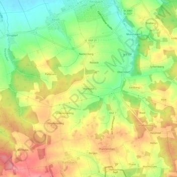 Mappa topografica Wimbach, altitudine, rilievo