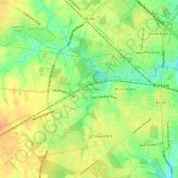 Mappa topografica Franklin Colony, altitudine, rilievo