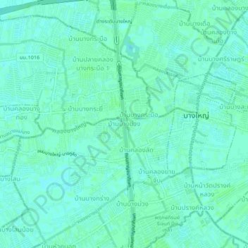 Mappa topografica Ban Bang Muang, altitudine, rilievo