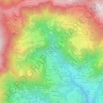 Mappa topografica Chignolo, altitudine, rilievo