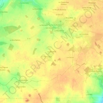 Mappa topografica La Morlière, altitudine, rilievo