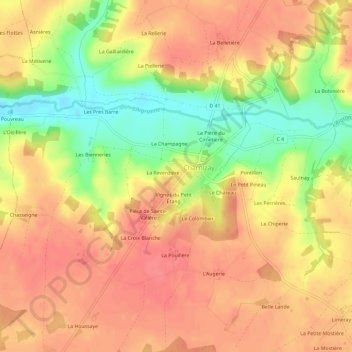 Mappa topografica Les Gautries, altitudine, rilievo