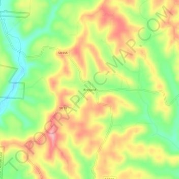 Mappa topografica Ringgold, altitudine, rilievo