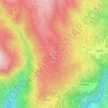 Mappa topografica Xertelo, altitudine, rilievo