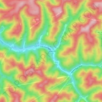 Mappa topografica Coalwood, altitudine, rilievo