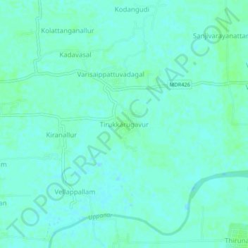Mappa topografica Tirukkarugavur, altitudine, rilievo