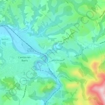 Mappa topografica Basaburu, altitudine, rilievo