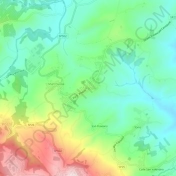 Mappa topografica Strada, altitudine, rilievo