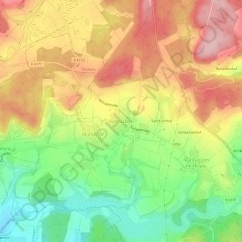 Mappa topografica Raithaslach, altitudine, rilievo
