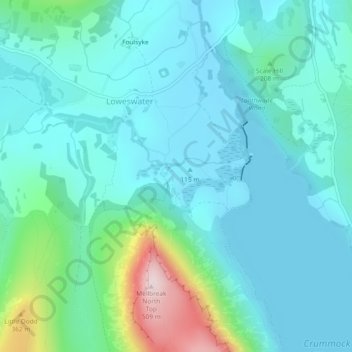 Mappa topografica Lowpark, altitudine, rilievo