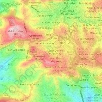 Mappa topografica Lower Rock Quarry, altitudine, rilievo