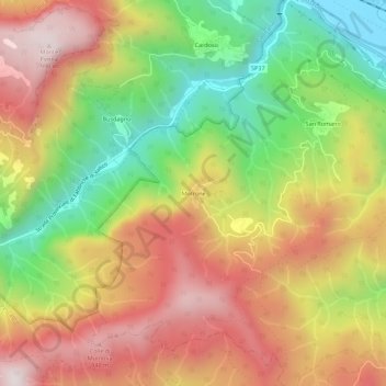 Mappa topografica Motrone, altitudine, rilievo